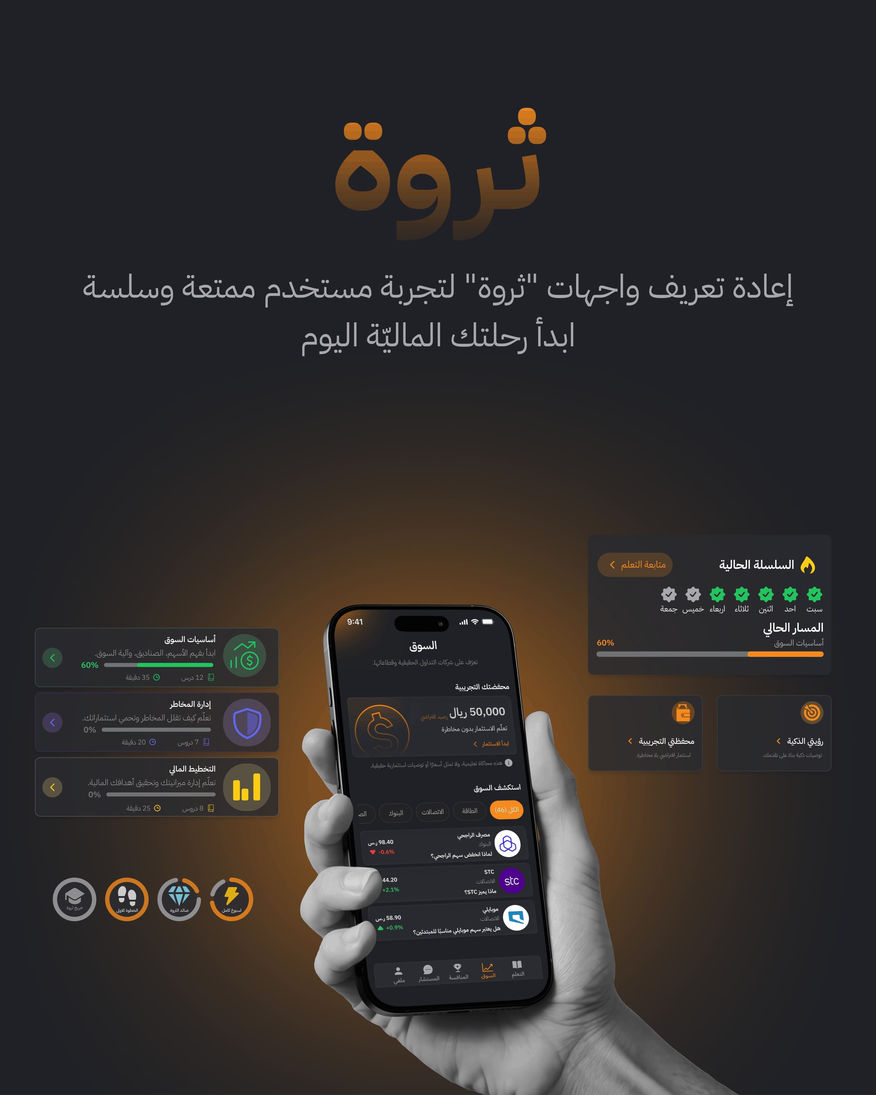 اعادة تصميم واجهات طبيق ( ثروة )